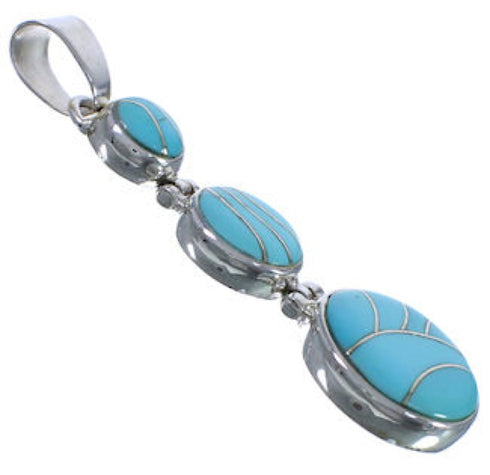 Southwestern Sturdy Genuine Sterling Silver Turquoise Pendant PX29323
